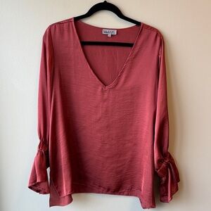 Tutu & Lili Women's Rose Wine V-Neck Blouse